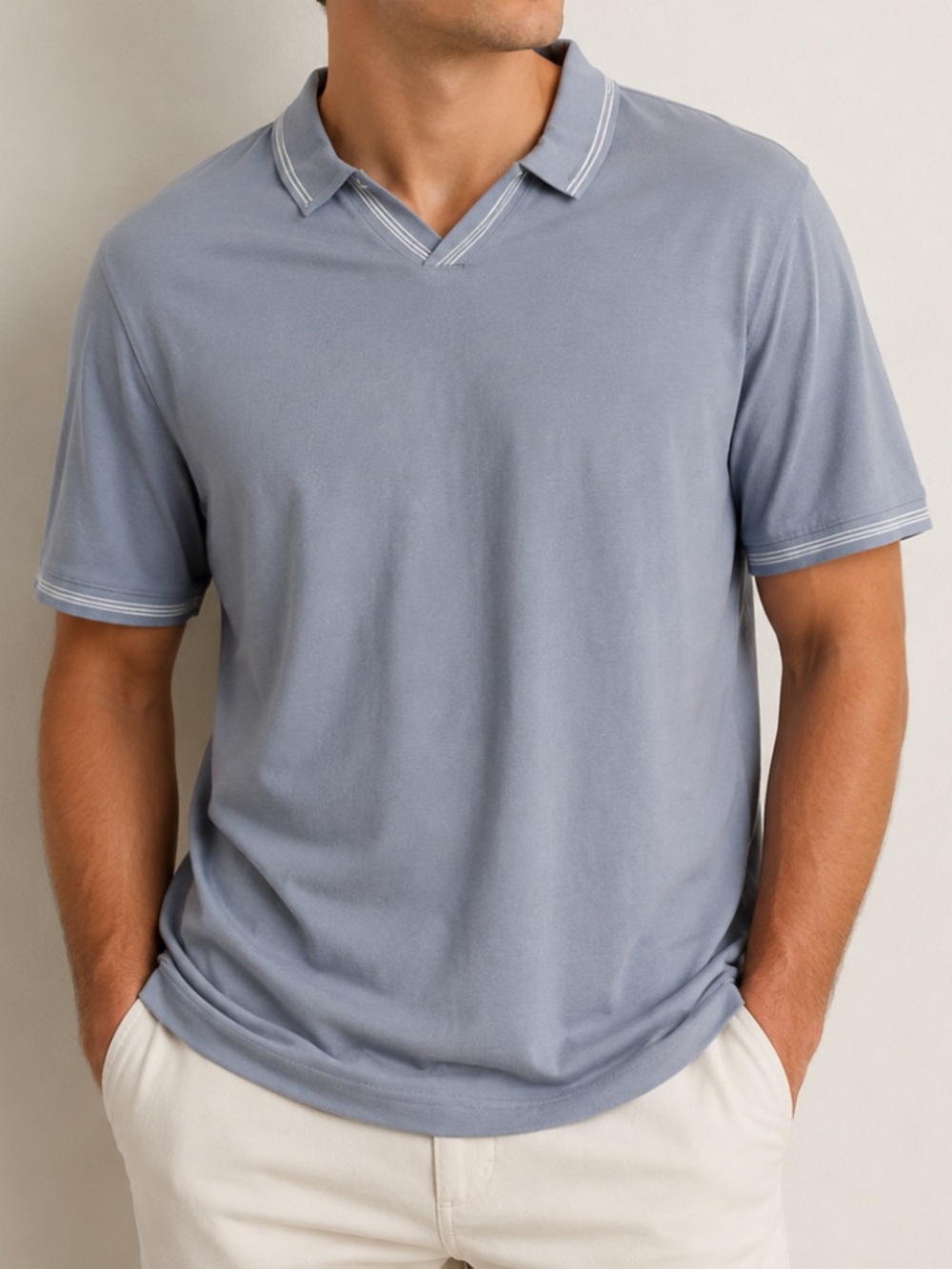 Express Light Blue Polo Shirt with White Trim